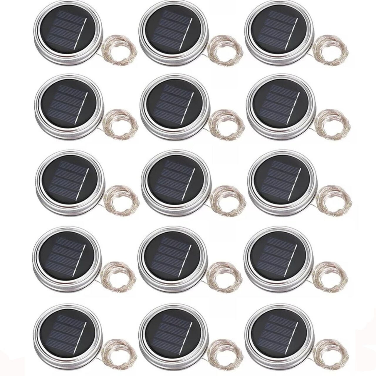 LED Solar Powered Mason Jar Lids Light Outdoor Decor Lamp+Hanger